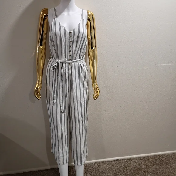 American Eagle Outfitters Striped Jumpsuit - Black and White - Picture 2 of 8